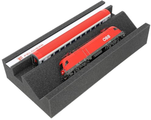 Feldherr Culla Scala Ho con Albero di Manutenzione 360x175x70 mm - Striscia Magnetica, Schiuma PU, Supporto angolare 60x40 mm - Officina modellismo Ferroviario PRO
