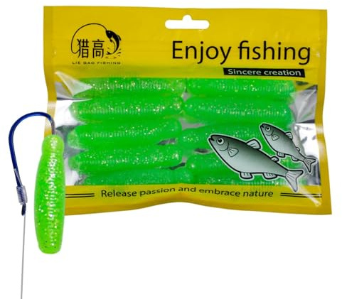 Weicher Angelköder, Maden-Angelköder, 10 Stück, weiche Köder zum Angeln, elastischer Angelköder mit präziser Sinkgeschwindigkeit für Bar, Flachfisch, Forelle