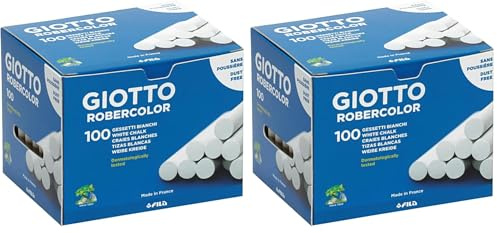 GIOTTO 538800 Robercolor-Kreide, weiß, 100 Stück Packung (Packung mit 2)