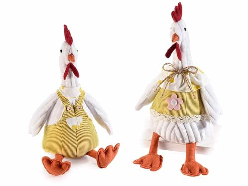 Gruppo Maruccia - Galline Pasquali in Stoffa con Abito in Velluto - Decorazione per la Casa - Idea Regalo Pasqua - Set da 2