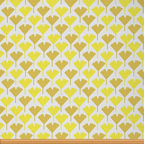 Ginkgo Biloba Yellow Leaves Fabric Waterproof Plant Print Craft Patchwork Art Decor Fabric 10 Yards