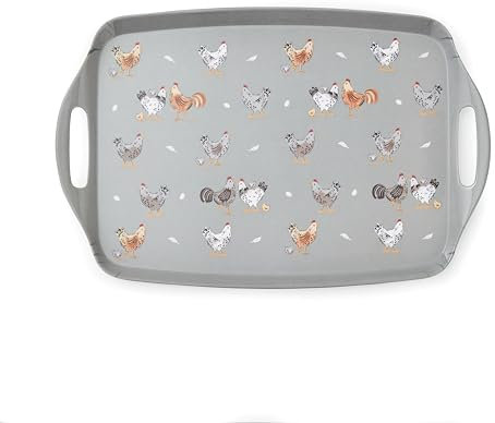 Cooksmart Hen House Lane Large Tray | British Designed Farmhouse Kitchen Tray | Durable Melamine & Plastic Blend | Rustic Countryside Design | Easy to Clean