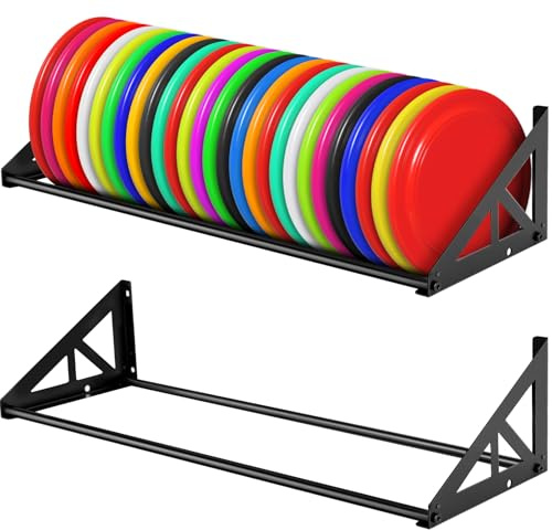 Weysat 2 Pack Disc Golf Storage Rack Wall Mount Disc Golf Accessories Organizer Rack Holder Basket Shelf for Home Garage