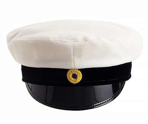 Studentmössa, Vit och Marinblå, Traditionell Svensk Design med Gulddetalj (DE/NL/SE/PL, Numerisk, 56, 57, Vit och Marinblå)