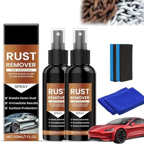 Lot de 2 vaporisateurs antirouille pour métal, rayures de voiture, nettoyant pour plusieurs surfaces, dissolvant de rouille robuste pour métal, outils, voitures, chaînes