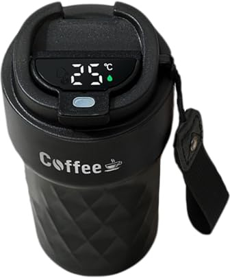 Tazza termica da caffè elegante a prova di perdite, in acciaio inox, 510 ml di tazze da viaggio a doppio strato a vuoto intelligente con display a temperatura LED, per campeggio, h