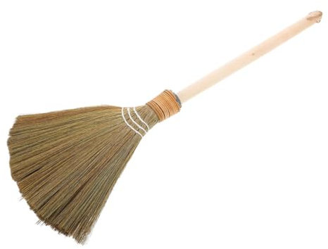 SOIMISS Vietnamese Corn Broom with Soft Bristles Natural Whisk for Efficient Floor Cleaning Home Courtyard Garage and Garden Wooden Handle Long