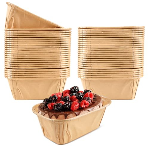 50 Pièces Mini Carrés Caissettes Cupcake, 11.5x4.3x4.3 cm Caissette Muffins Papier, Résistant à L'huile et aux Hautes Températures Moule a Cake Jetable pour Festivals, Mariages, Anniversaires, Fêtes