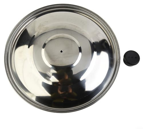 BlesConi Edelstahl-Pfannendeckel mit leicht zu greifendem, hitzebeständigem schwarzem Knauf, spülmaschinenfest, Ersatzdeckel (32 cm)