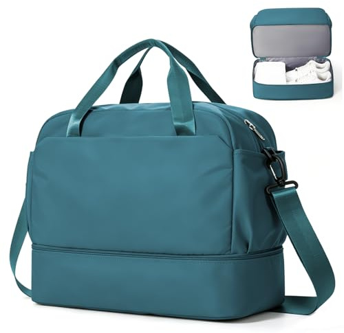Resväska Duffelväska dam 45x36x20 Easyjet Handbagageväska Sportväska Weekendväska Badväska Vattentät resväska Duffelväska Fitnessväska Träningsväska Sjukhusväska med skofack,C04 Påfågelblå