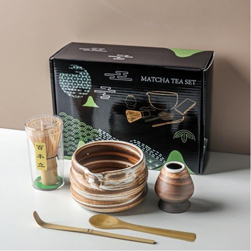 Dmnnlp 5pcs Matcha Whisk Set, Matcha Tea Set with Whisk and Bowl, Scoop & Holder, Matcha Making Kit for Traditional Japanese Tea Ceremony, Ideal for Tea Lover