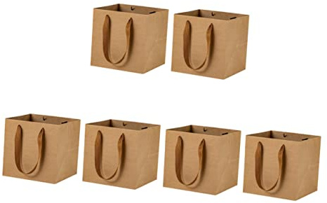 GALPADA Set da 6 Borse Kraft in Carta Quadrate per Confezioni e Pacchetti, Resistenti, Manico, per Feste, Bomboniere e Imballaggi Floreali