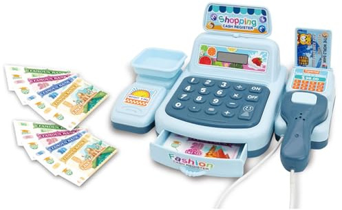 HELEVIA Kinder -Supermarkt -Registrierkasse Spielzeug, Spielerspielkasse Spielzeug, Registrierkasse Spielzeug mit Scanner Interactive, Kids Supermarket Checkout Toy