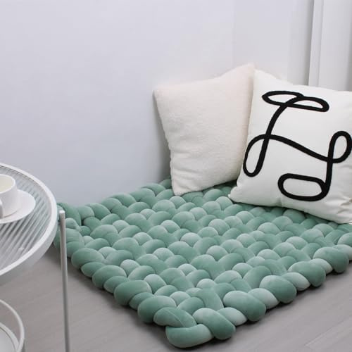 70 * 80 cm épaissi Coussin Doux tissé à la Main Pure Tapis de Jeu pour bébé Tummy Time Cushion Area Rug Tapis Coussin siège (Matcha Green)