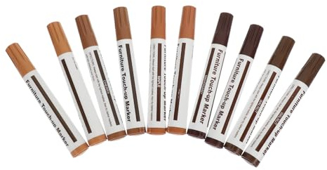 Outanaya 10 Stück Möbel Ausbesserungsstifte zur Reparatur von Holzmöbelkratzern mit Wasserfestem Fasermalstift und Praktischem Kunststoffstift Halter für Bodenkratzer