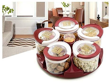 RUHEN Plastica Vetro Lattine sigillate Frutta secca Caramelle Creativo Stile Europeo Ovale Caramelle Decorativo Hotel Retro Zuppiera
