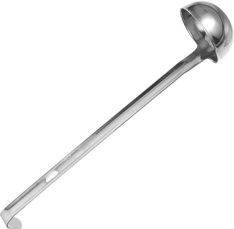 POPETPOP Cuillère à Soupe Acier Inoxydable avec Long Manche Cuillère Doseuse Multifonction pour Cuisine et Pâtisserie Design Robuste avec Crochet pour Suspension