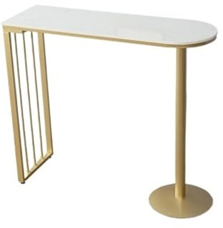 Bartabeller Marmorbarbord med metallram Hemljus Lyxigt högt köksmatbord Bar Bordets Högbord(Gold,100 * 40 * 105cm)