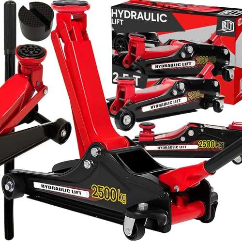 Retoo Wagenheber hydraulisch 2500 kg - Extra Flacher Rangierwagenheber 80–359 mm - Mit 2 Adaptern & Quicklift-System, Stabiler Autoheber aus Stahl für PKW, SUV, Geländewagen, Werkstatt, Reifenwechsel