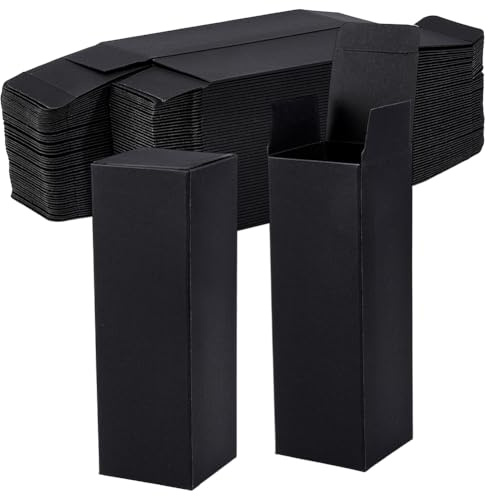 BENECREAT 50 caja de Regalo de Papel, Cajas de Cartón Rectangulares de 4.8x4.8x14.7cm para Regalos de Cumpleaños, Embalaje para Regalos de Fiesta Y San Valentín (Negro)