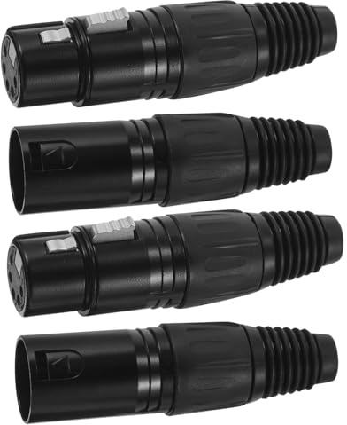 GALPADA 4 pièces Connecteurs XLR Broches Noir Mâles Femelles pour Micro Adaptateurs Audio Stéréo Haute Conductivité avec Broches Argentées Compatibles Studio et Scène