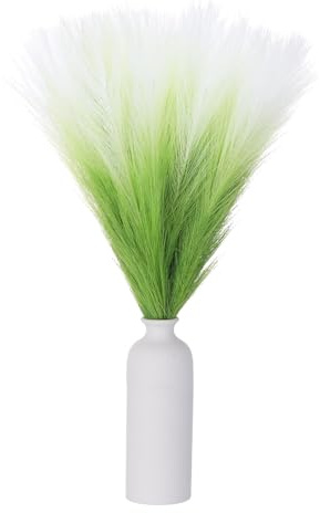 QUARKZMAN 6 st falskt pampasgräs, 18 tum mjuk blomma dekoration pampasgräs för bröllop och heminredning, mörkgrön gradient