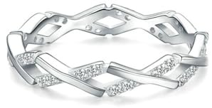 Tolldek Verlobungsring Weißgold Au 375/585/750, Kreuz Eheringe mit Diamant Echt Gold, Freundschaftsringe 9K/14K/18K Weiß Gold, Gr.47-65