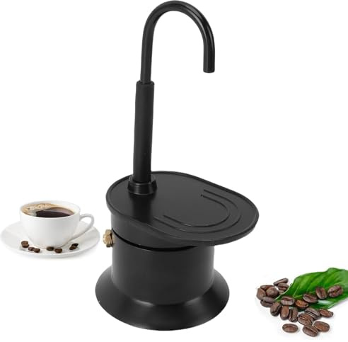 Gsycle Einzelrohr-Kaffeekanne, 1 Tasse (50 ml), Espressokanne aus Aluminiumlegierung mit einem Ausguss, geeignet für den Herd und Camping (Schwarz)