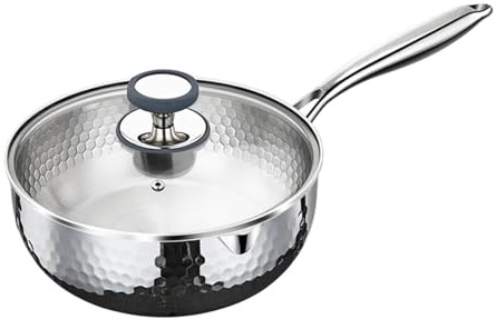 Cacerola con Tapa,Batería De Cocina Antiadherente En Acero Inoxidable - Olla Vaporera De Cocina Sin Recubrimiento,Cocinar, Freír, Cocción Lenta, Hervir, Sopas, Comidas Saludables, Compatible Con Induc