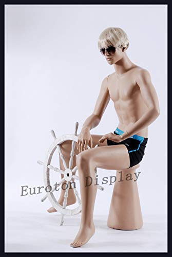 TonHan MS-12 QT-10 männliche Schaufensterpuppe sitzende Schaufensterfigur männlich Neu Glatze. Hautfarbe sitzend