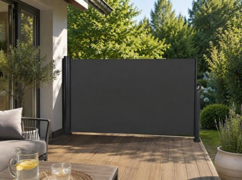 matrasa Seitenmarkise - Sichtschutz für die Terrasse - Windschutz Blickschutz (140 cm x 300 cm, Anthrazit (RAL 7022))