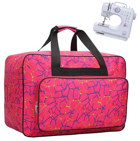 JanTeelGO Borsa per Macchina da Cucire, Borsa di trasporto universale in nylon, custodia di trasporto universale imbottita per bagagli con tasche e maniglie (Rosa)