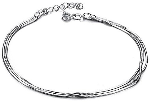 Kim Johanson Edelstahl Damen Fußkettchen *Classic* in Silber mit Einem Extra Starken Federringverschluss inkl. Schmuckbeutel