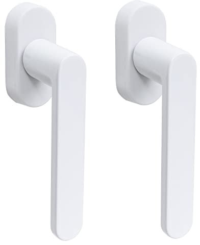 FELGNER Ensemble de 2 poignées de fenêtre Sevilla | Poignée de fenêtre classique en aluminium avec noyau en zinc | rosace ovale | montage facile | bouton tournant résistant à la corrosion | Blanc