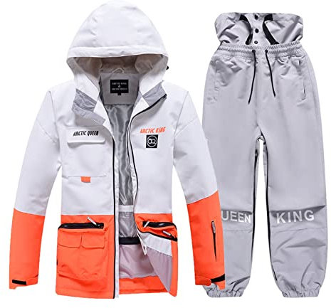 Wygwlg Herren Skijacke Und Hose Set, 2 Stück Snowboarding Schneeanzüge Skianzug Winter Wasserdicht Winddicht Kapuze Schneemantel Perfekt Zum Skifahren, Snowboarden, Skaten, Wandern