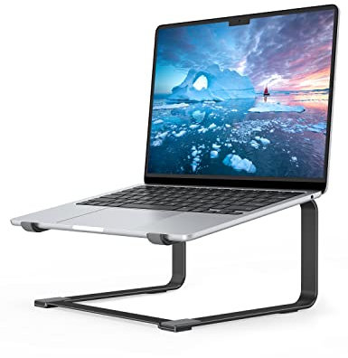 SOUNDANCE Laptop Stand for Desk, Metal Computer Riser, Heavy Stable PC Holder, Ergonomic Laptops Elevator for 12 to 17.3 Inches Notebook Computer, Black