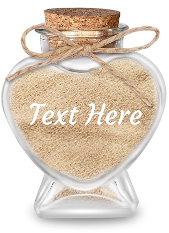 Dinikally Personalisierte Flitterwochen Sand Keepsake Jar mit Text Geschenk für Hochzeit Engagement Reise Sand Glasflaschen