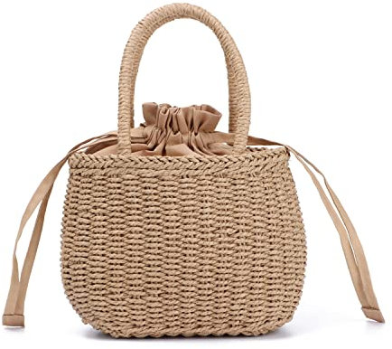 EVEOUT Stroh Handtasche Damen Sommer Handgewebt Clutch Henkeltaschen Rattan Strandtasche