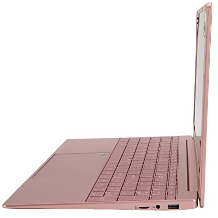 Shanrya 1080P Laptop Rose Gold 15.6 Pulgadas HD Laptop Quad Core para Office para Windows10 (12+128G Enchufe de la UE)