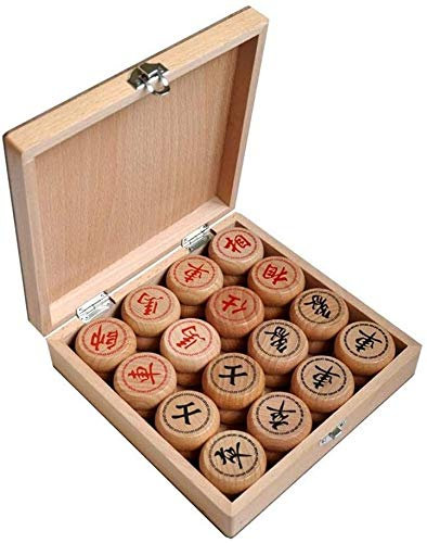 CAZARU Juego Chino de Madera Juego de Viaje Xiangqi, 4 cm, con Caja de Madera