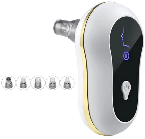 Blackhead Remover Vacuum - Portable Electric Rechargeable Pore Acne Vacuum with 3 Levels and 5 Suction Heads for Men and Women