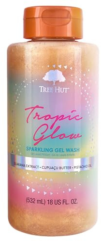 Tree Hut Tropic Glow Sparkling Gel Wash, Moisturizing & Hydrating Body Wash with Shea Butter, Warm Scent, Soft & Radiant Skin, 18 fl oz