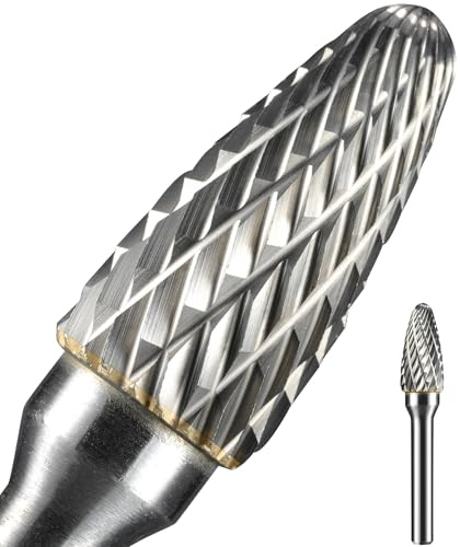 Sworker 1 Pc Head 1/2 Carbide Burr Set 1/4 Shank Die Grinder Bits Drill Bits Grinding Bits for Metal Rotary Tool Attachment Accessories Rasp Weld Wood Stone Deburring Compatible with Milwaukee Dewalt