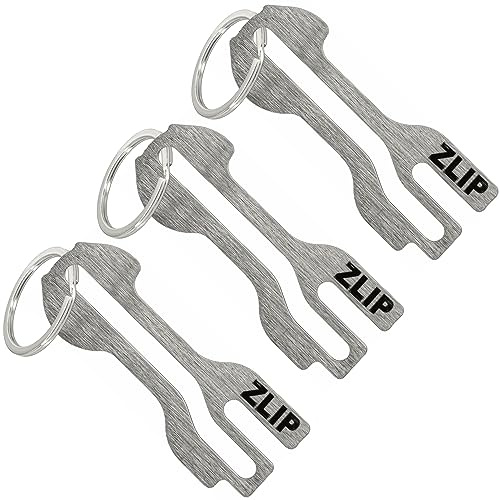 ZLIP® and Slide | Rimuovi carrello della spesa in acciaio inox con anello portachiavi | Apriscatole per quasi tutti i carrelli della spesa | Portachiavi aperto cassetto frontale e cassetto | 3 pezzi