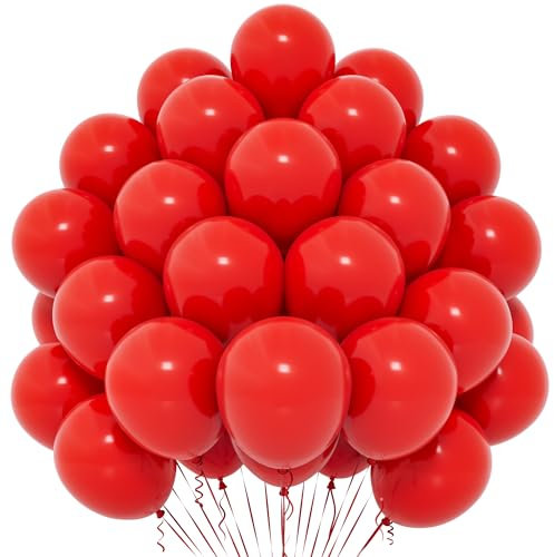 Ballons Rouges 50 Pièces De 12 Pouces En Latex Mat Pour Femmes, Filles, Enfants - Décoration Fête d'Anniversaire, Remise Diplôme, Mariage, Saint-Valentin - Thème Rouge
