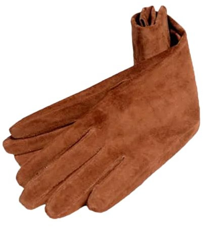 Herbst Winter Mode Frauen Leder Falten Lange Handschuh Dame Klassische Halten Warme Leder Handschuhe, braun, L 40CM