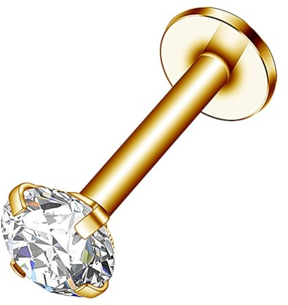 Decentraland 1 STÜCK 16G Silberne Ohrstecker CZ Labret Nase Tragus Knorpelschmuck Hergestellt aus Chirurgenstahl mit Innengewinde Piercingschmuck für Helix, Muschel, Lippe, Nase, Ohrring für Frauen