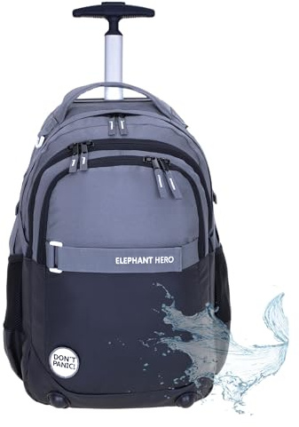 Elephant Schultrolley Rucksack Trolley Mädchen 13048 CB Schwarz Anthrazit | Hero Signature Kinder Schule Schulrucksack mit Rollen Räder Trolly Rucksacktrolley Trolleyrucksack Auswahl