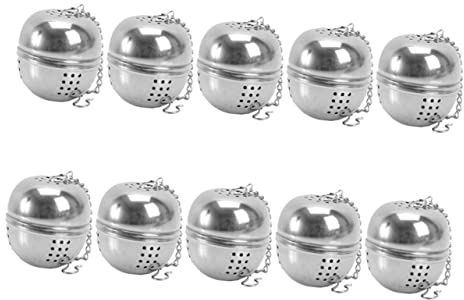 MAGICLULU Lot de 10 Boules de Thé en Acier Inoxydable Argenté Infuseur à Thé Résistant Haute Température Filtre en Vrac à Domicile Bureau