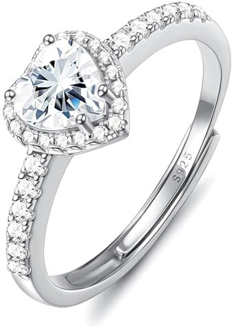 Chriscoco Herz Ringe Frauen Silber 925 Silber/Roségold/Gold Ringe Damen Verstellbar Daumenring Verlobungsring Eheringe Jubiläum Promise Ringe Silber Ringe 925 Damen - Mit Schmuckschatulle